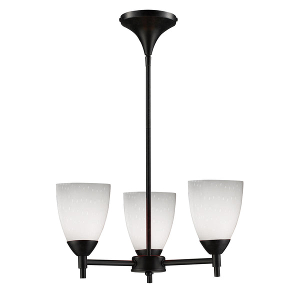 Celina 3 Light Chandlier In Dark Rust And Simple White