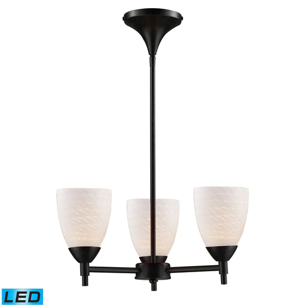 Celina 3 Light LED Chandelier In Dark Rust And White Swirl Glass