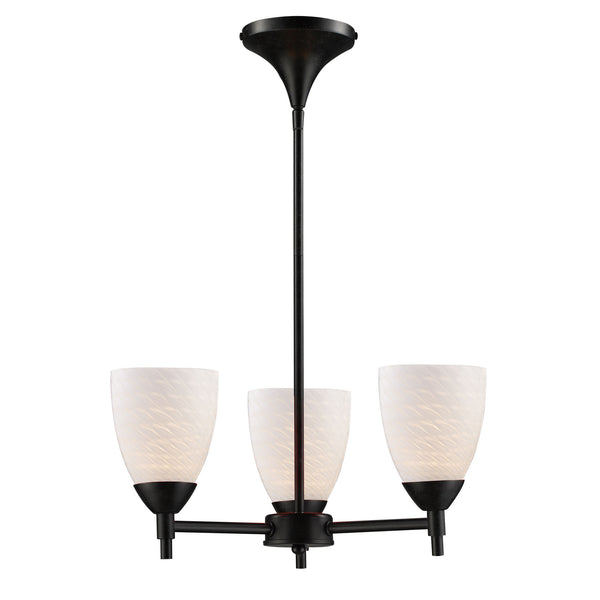 Celina 3 Light Chandelier In Dark Rust And White Swirl Glass