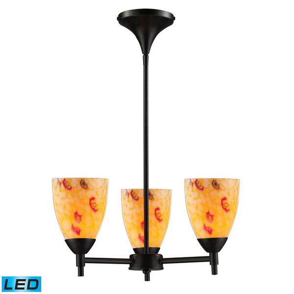 Celina 3 Light LED Chandelier In Dark Rust And Yellow Glass