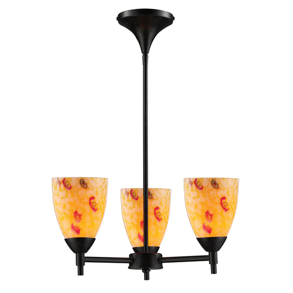 Celina 3 Light Chandelier In Dark Rust And Yellow Glass
