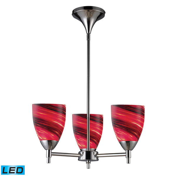 Celina 3 Light LED Chandelier In Polished Chrome And Autumn Glass