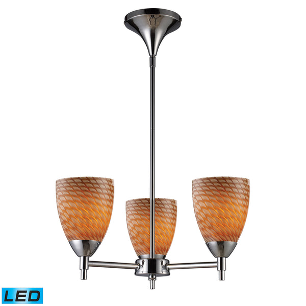 Celina 3 Light LED Chandelier In Polished Chrome And Cocoa Glass