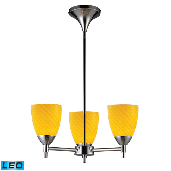 Celina 3 Light LED Chandelier In Polished Chrome And Canary Glass
