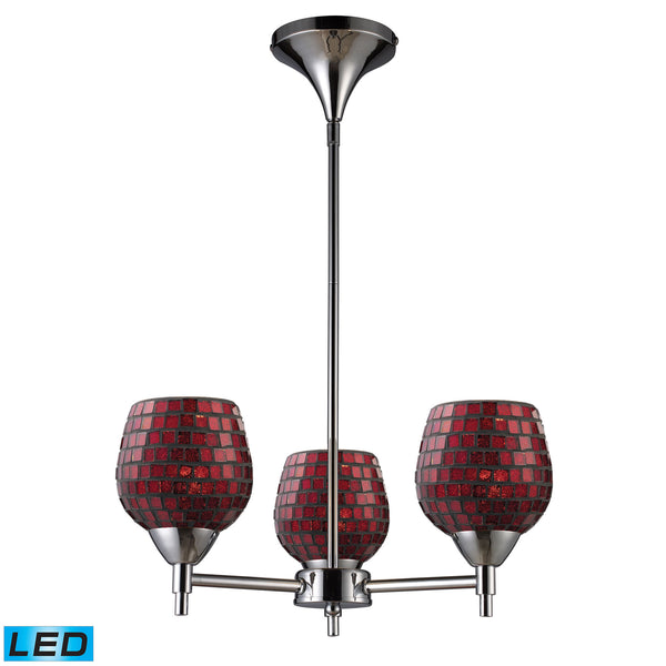 Celina 3 Light LED Chandelier In Polished Chrome And Copper Glass