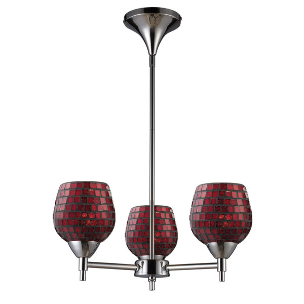 Celina 3 Light Chandelier In Polished Chrome And Copper Glass