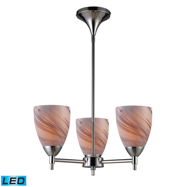 Celina 3 Light LED Chandelier In Polished Chrome And Creme Glass
