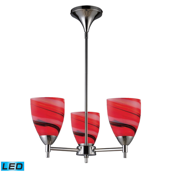 Celina 3 Light LED Chandelier In Polished Chrome And Candy Glass