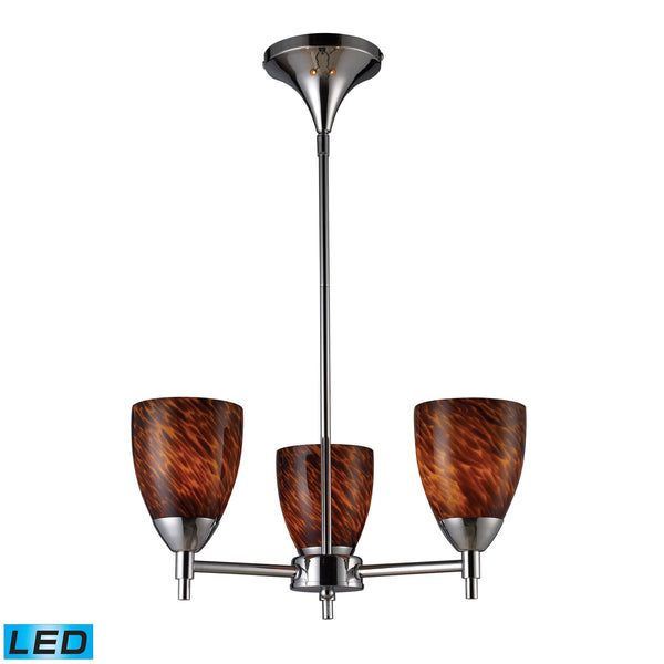 Celina 3 Light LED Chandelier In Polished Chrome And Espresso