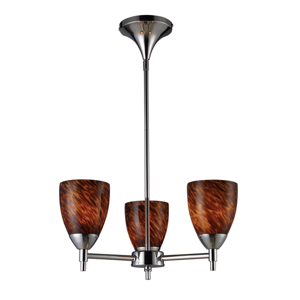 Celina 3 Light Chandelier In Polished Chrome And Espresso
