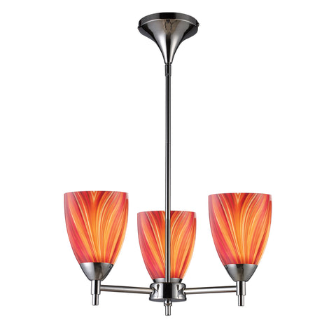 Celina 3 Light Chandelier In Polished Chrome And Multi Glass