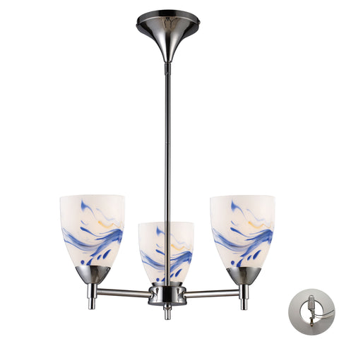Celina 3 Light Chandelier In Polished Chrome And Mountain - Includes Recessed Lighting Kit