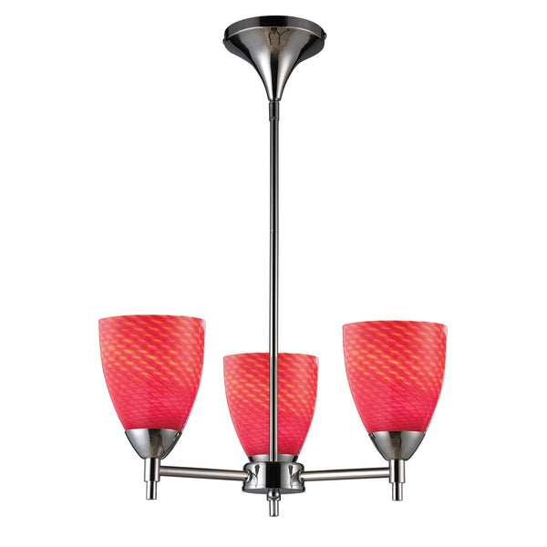 Celina 3 Light Chandelier In Polished Chrome And Scarlet Red Glass