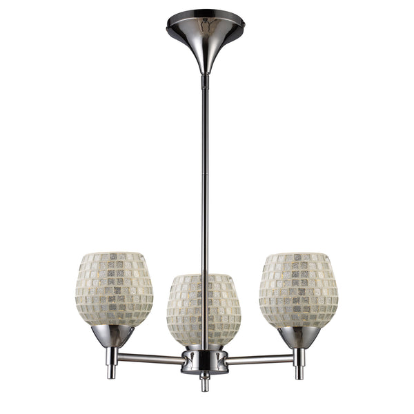 Celina 3 Light Chandelier In Polished Chrome And Silver Glass