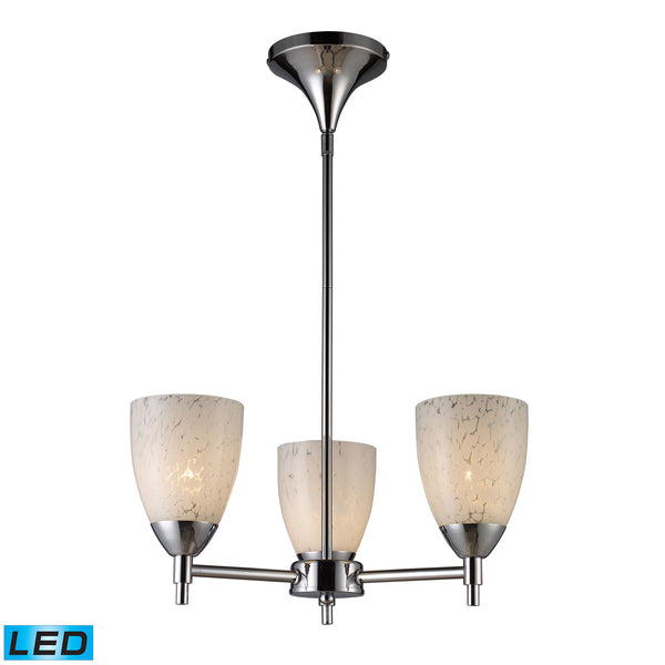 Celina 3 Light LED Chandelier In Polished Chrome And Snow White