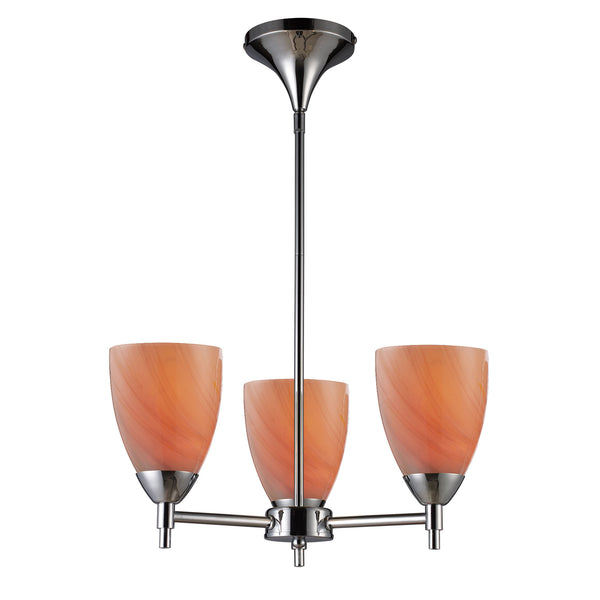 Celina 3 Light Chandelier In Polished Chrome And Sandy Glass