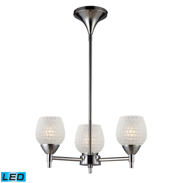 Celina 3 Light LED Chandelier In Polished Chrome And White