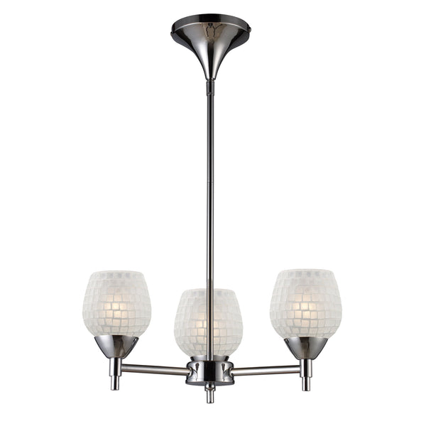 Celina 3 Light Chandelier In Polished Chrome And White
