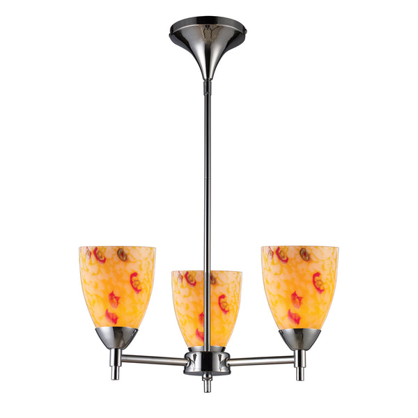 Celina 3 Light Chandelier In Polished Chrome And Yellow Glass