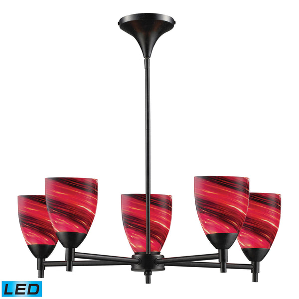 Celina 5 Light LED Chandelier In Dark Rust And Autumn Glass