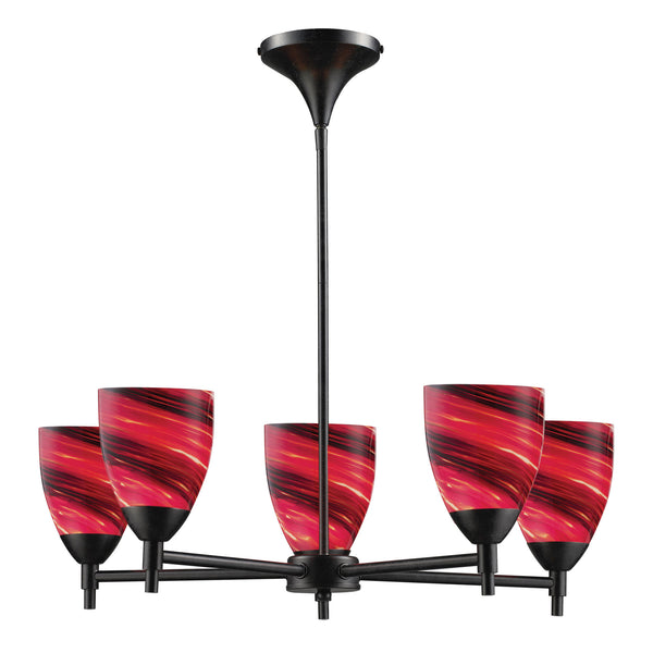 Celina 5 Light Chandelier In Dark Rust And Autumn Glass