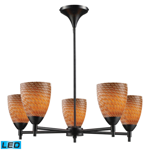 Celina 5 Light LED Chandelier In Dark Rust And Cocoa Glass