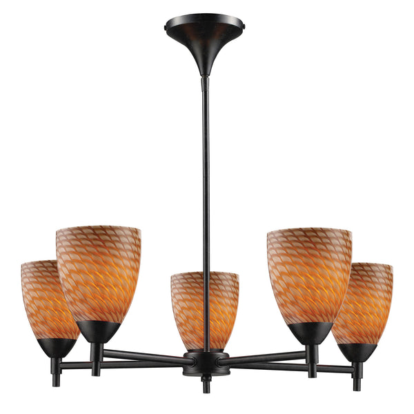 Celina 5 Light Chandelier In Dark Rust And Cocoa Glass