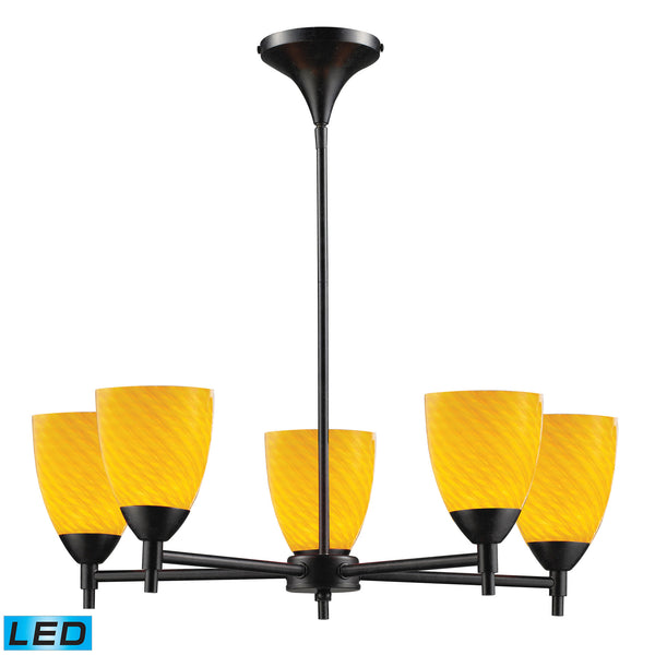 Celina 5 Light LED Chandelier In Dark Rust And Canary Glass
