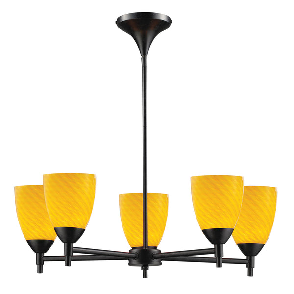 Celina 5 Light Chandelier In Dark Rust And Canary Glass