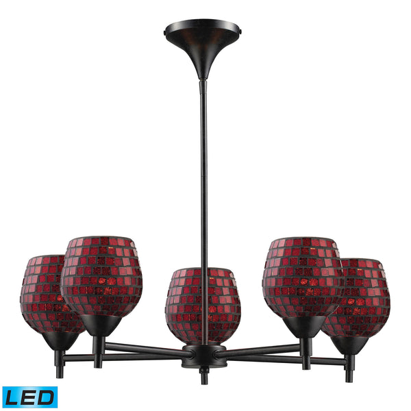 Celina 5 Light LED Chandelier In Dark Rust And Copper Glass