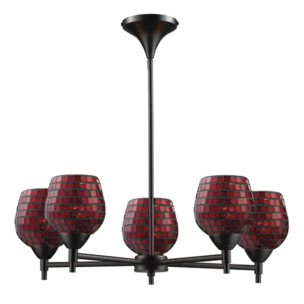 Celina 5 Light Chandelier In Dark Rust And Copper Glass