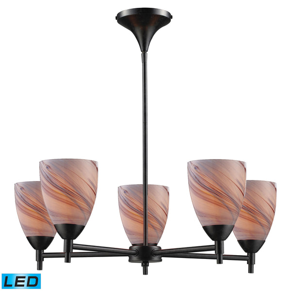 Celina 5 Light LED Chandelier In Dark Rust And Creme Glass