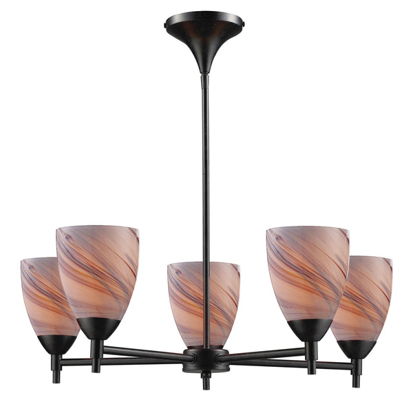 Celina 5 Light Chandelier In Dark Rust And Creme Glass