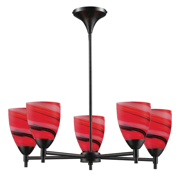 Celina 5 Light Chandelier In Dark Rust And Candy Glass