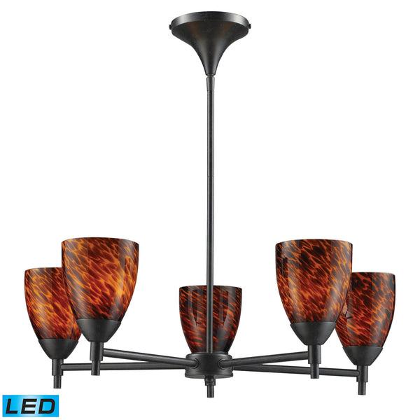 Celina 5 Light LED Chandelier In Dark Rust And Espresso Glass