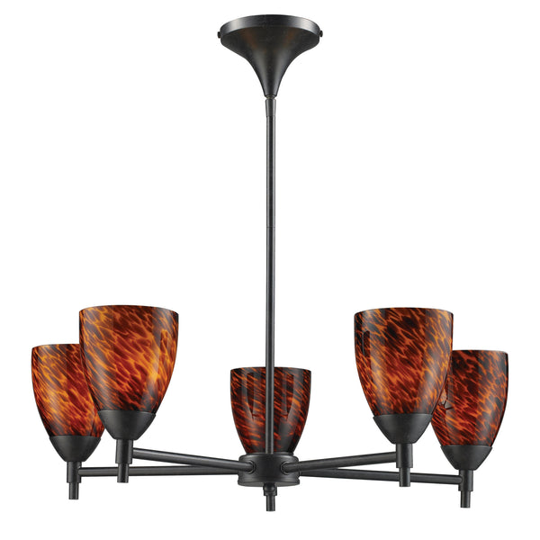 Celina 5 Light Chandelier In Dark Rust And Espresso Glass