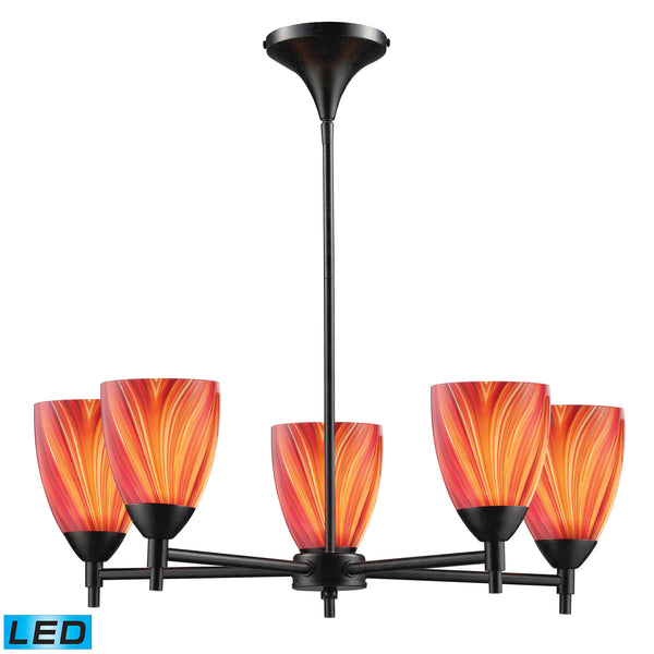 Celina 5 Light LED Chandelier In Dark Rust And Multi Glass