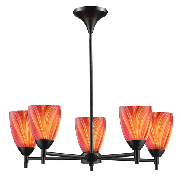 Celina 5 Light Chandelier In Dark Rust And Multi Glass