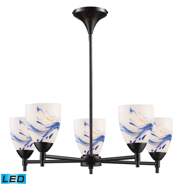 Celina 5 Light LED Chandelier In Dark Rust And Mountain Glass
