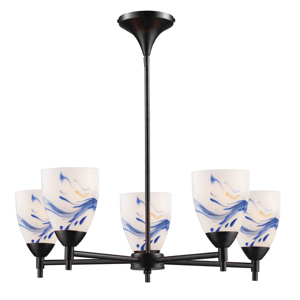 Celina 5 Light Chandelier In Dark Rust And Mountain Glass