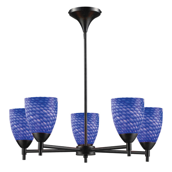 Celna 5 Light Chandelier In Dark Rust And Sapphire Glass