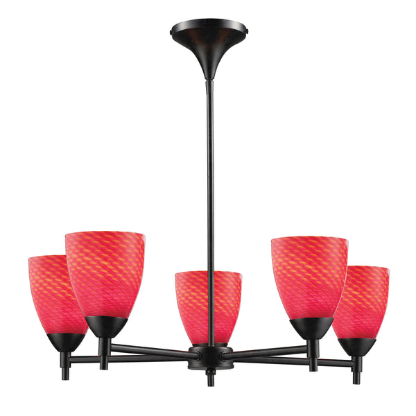 Celina 5 Light Chandelier In Dark Rust And Scarlet Red Glass