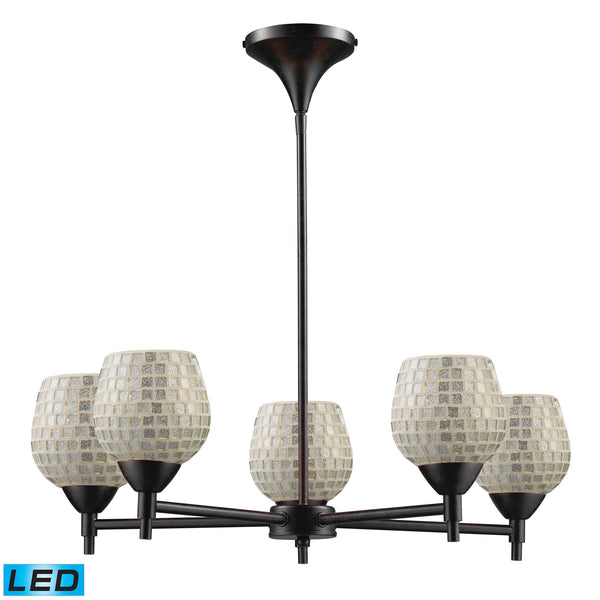 Celina 5 Light LED Chandelier In Dark Rust And Silver Glass