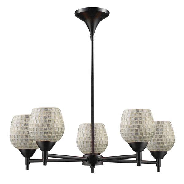 Celina 5 Light Chandelier In Dark Rust And Silver Glass