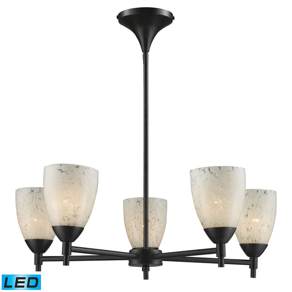 Celina 5 Light LED Chandelier In Dark Rust And Snow White Glass