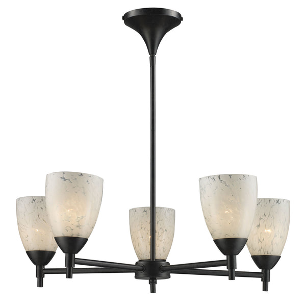Celina 5 Light Chandelier In Dark Rust And Snow White Glass