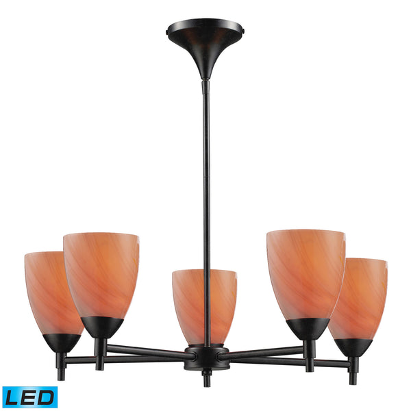 Celina 5 Light LED Chandelier In Dark Rust And Sandy Glass