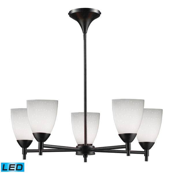 Celina 5 Light LED Chandelier In Dark Rust And Simple White Glass