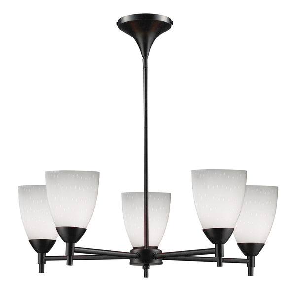 Celina 5 Light Chandelier In Dark Rust And Simple White Glass