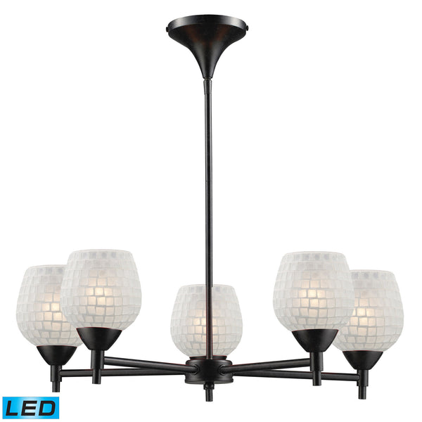 Celina 5 Light LED Chandelier In Dark Rust And White Glass